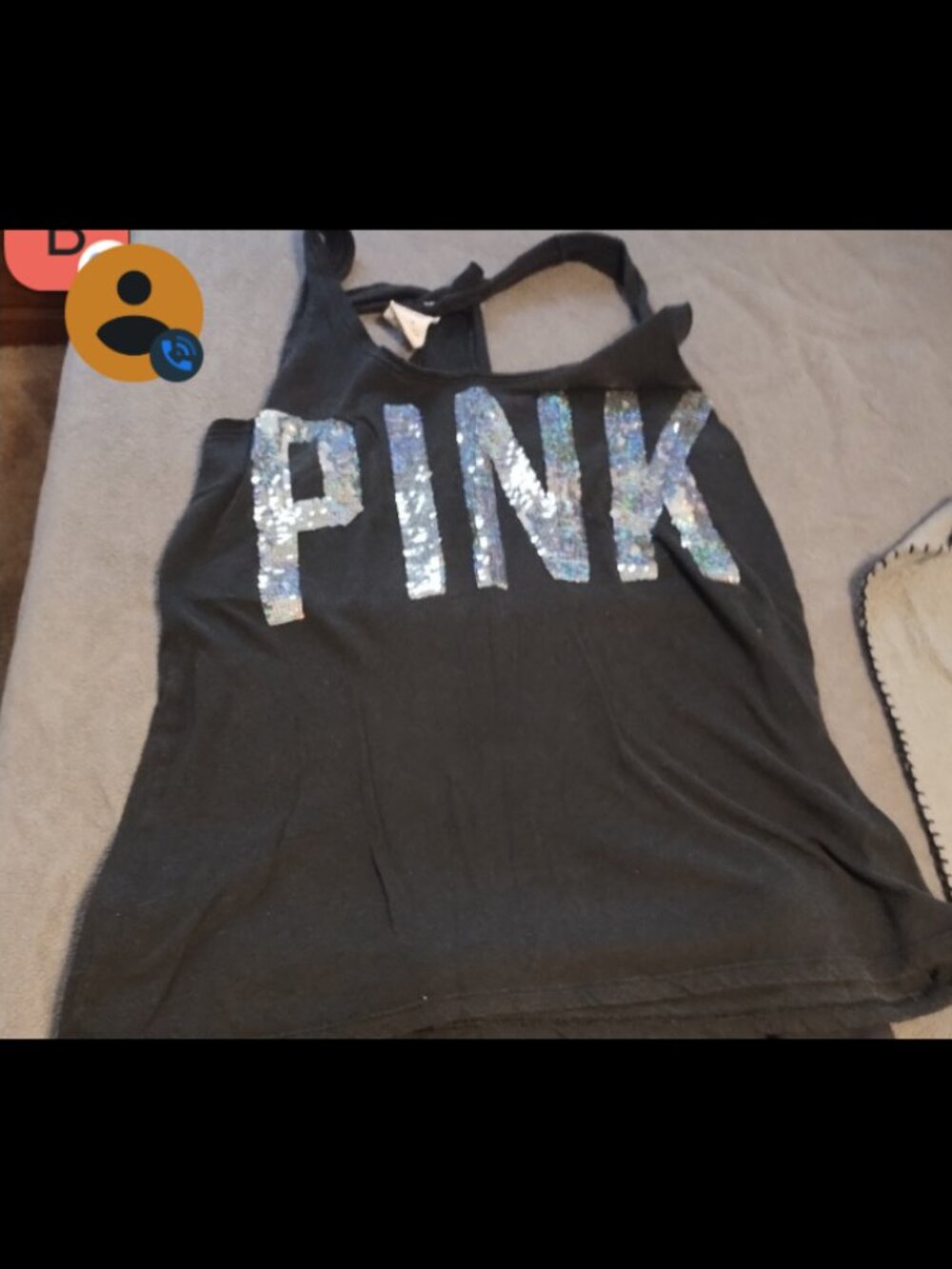 Vs pink sequin bling tank